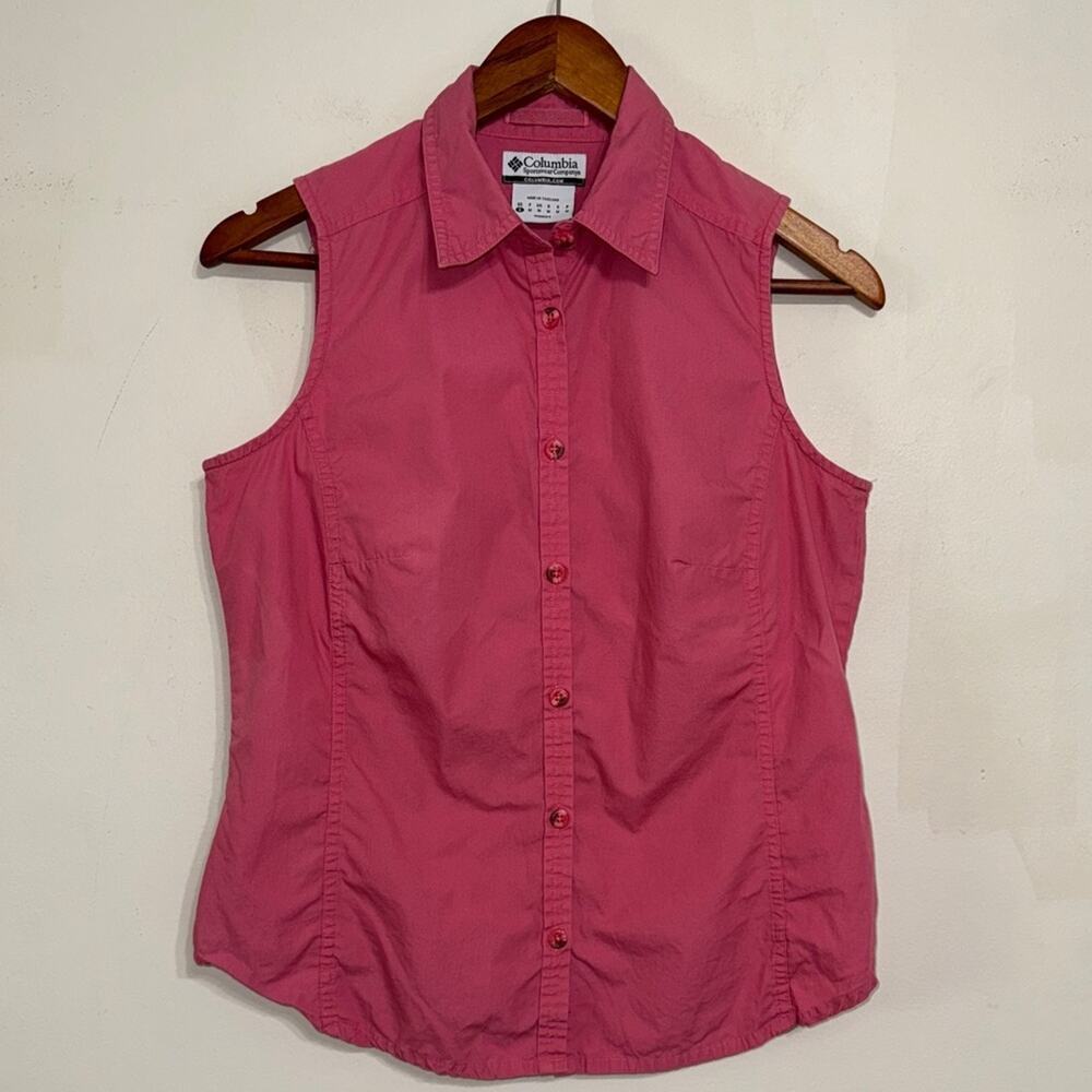 Columbia Sleeveless Button Down Shirt Dusty Rose Size S